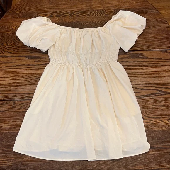 Amazon | Cream Puff Sleeve Dress - Picture 2 of 6